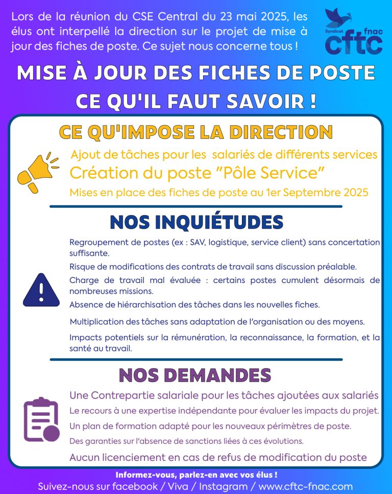 Tract - Fiche de poste